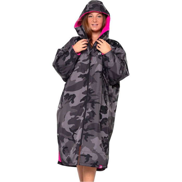 2024 Dryrobe Advance Langarmshirt Change Robe V3 DR104 - Black Camo / Pink